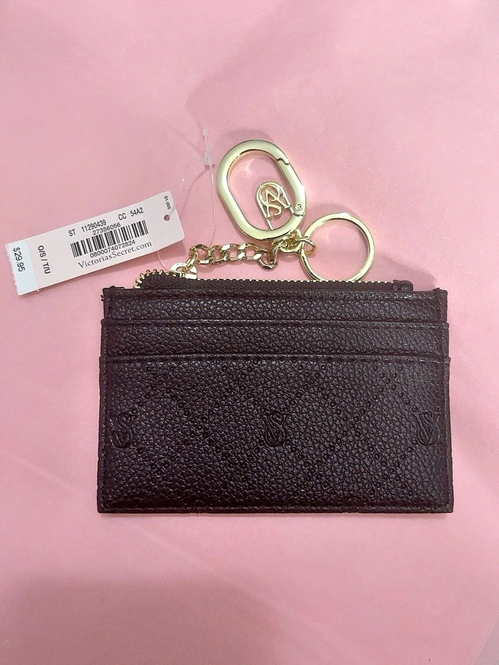 Victoria secret Leather-Texture Card Holder in Brown NWT